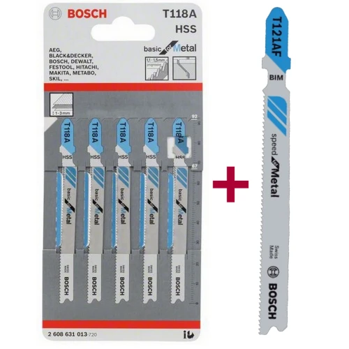 Набір пилок для електролобзика Bosch 5 шт T118A + 1 шт T121AF (2607017132)