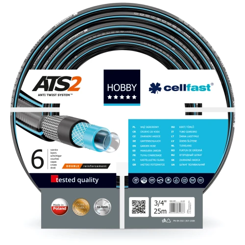 Шланг для поливу Cellfast Hobby ATS2 16-220 25м 3/4" сірий