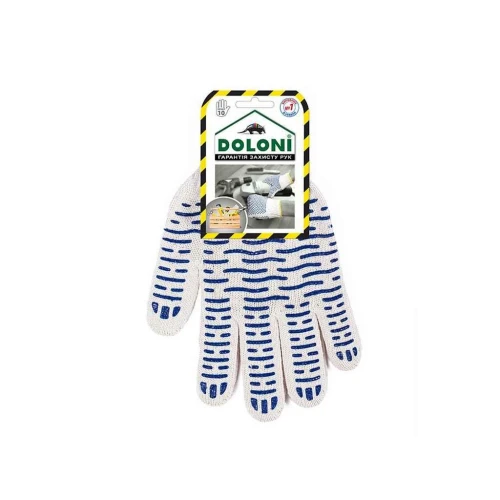 Перчатки трикотажные защитные DOLONI 621, белые, ПВХ точки (XL)