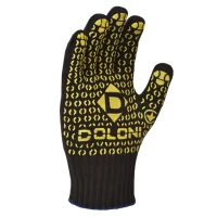 Перчатки трикотажные защитные DOLONI  667, черные, ПВХ точки (XL)