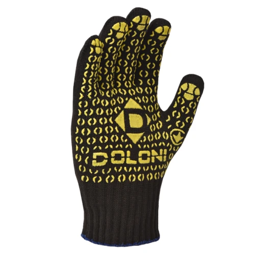 Рукавички трикотажні захисні DOLONI  667, чорні, ПВХ крапки (XL)