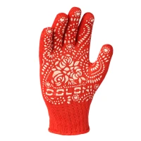Перчатки трикотажные защитные женские DOLONI 622, красные, ПВХ точки (L)
