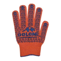 Рукавички трикотажні захисні DOLONI 526, помаранчеві, ПВХ крапки (XL)