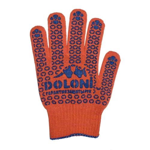 Перчатки трикотажные защитные DOLONI 526, оранжевые, ПВХ точки (XL)