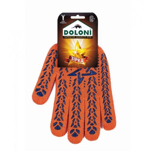 Перчатки трикотажные защитные DOLONI 564, оранжевые, ПВХ точки (XL)