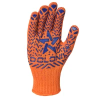Рукавички трикотажні захисні DOLONI 564, помаранчеві, ПВХ крапки (XL)