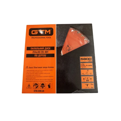 Диск пильный GTM SBW-25440 254×30/20 Z40 по дереву (SBW-25440)