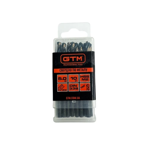 Сверло по металлу GTM HSS-TiN 5.0 мм 10 шт (EM2-050K)