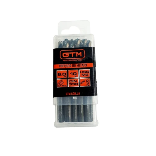 Сверло по металлу GTM HSS-TiN 6.0 мм 10 шт (EM2-060K)