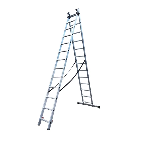 Драбина алюмінієва трисекційна GTM KME313 3x13 сходинок 3.53-8.93м (KME313)