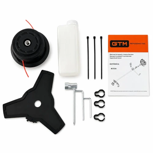 Бензиновая мотокоса GTM BCI52U 1.45 кВт с ножом и косильной головкой Tap'n'Go