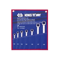 Набір комбінованих ключів King Tony 10-19 мм з тріскачкою, 7 шт у чохлі