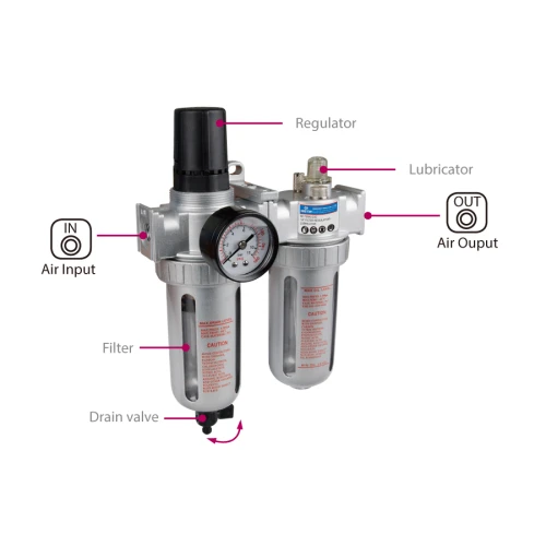 Блок підготовки повітря King Tony 799A0-23C 1/4" з манометром