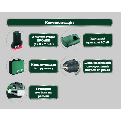 Аккумуляторная дрель-шуруповерт Metabo PowerMaxx BS + сумка (600079550)
