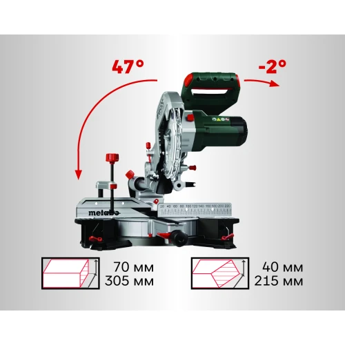 Торцювальна пила Metabo KGS 216 M з функцією протягування (613216000)