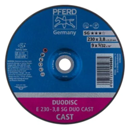 Універсальний круг відрізний/зачисний PFERD 230х3,8х22,23 SG DUO CAST по чавуну (4007220105085)