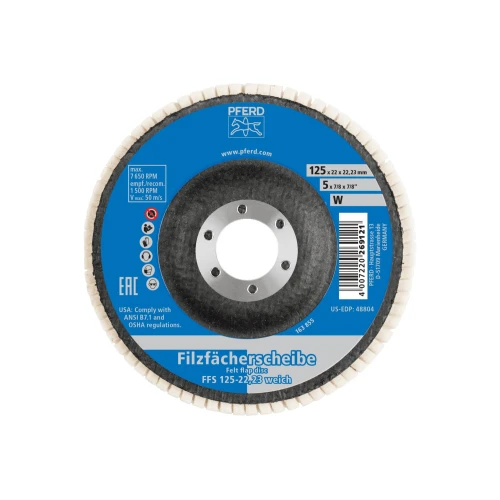 Круг повстяний пелюстковий полірувальний PFERD FFS 125/22,23 W (4007220936146)
