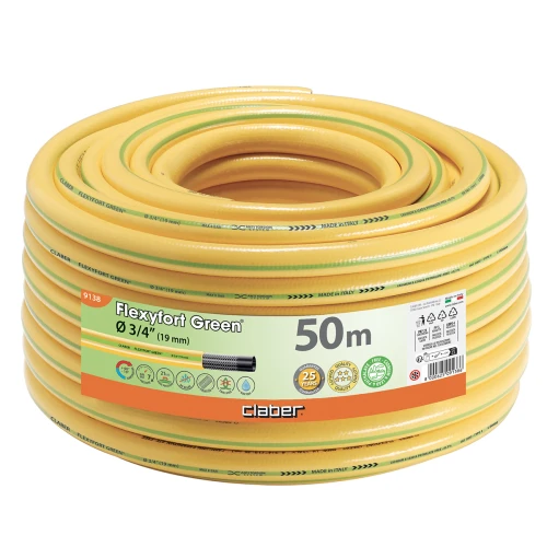 Шланг для полива Claber Flexyfort Green 9138, 50 м 3/4" желтый