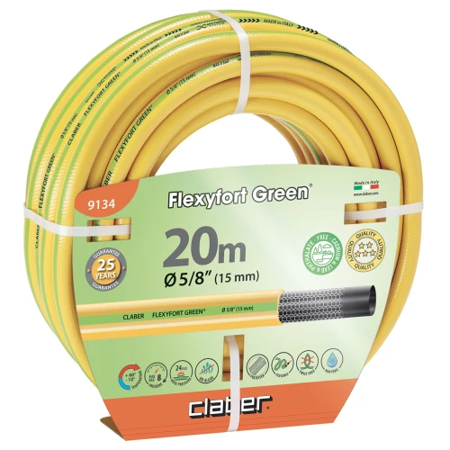 Шланг для полива Claber Flexyfort Green 9134, 20 м 5/8" желтый