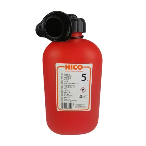 Канистра для топлива HICO пластиковая с лейкой, красная 5 л (Польша)