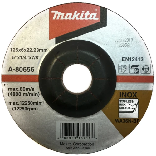 Круг зачистной Makita 125x6x22 нержавеющая сталь (A-80656)