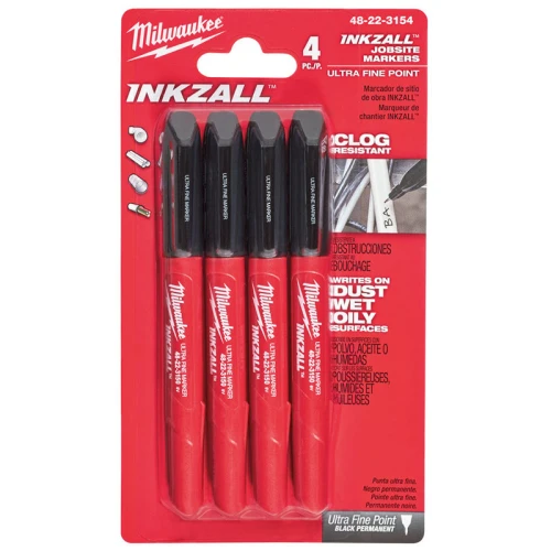 Маркер строительный MILWAUKEE INKZALL Ultra Fine Point черный 4 шт (48223154)