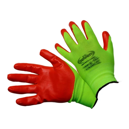 Рукавички захисні SeVen 69390, салатові, з нітриловим покриттям (XL)