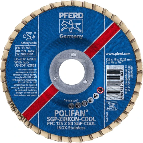 Круг шліфувальний Pferd 125*22 Z80 SGP-COOL пелюсткове