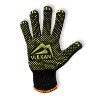 Рукавички трикотажні захисні Vulkan 5611, чорні, ПВХ крапки (XXL)