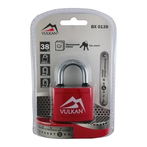 Навесной замок Vulkan BX0138 PVC 38 мм