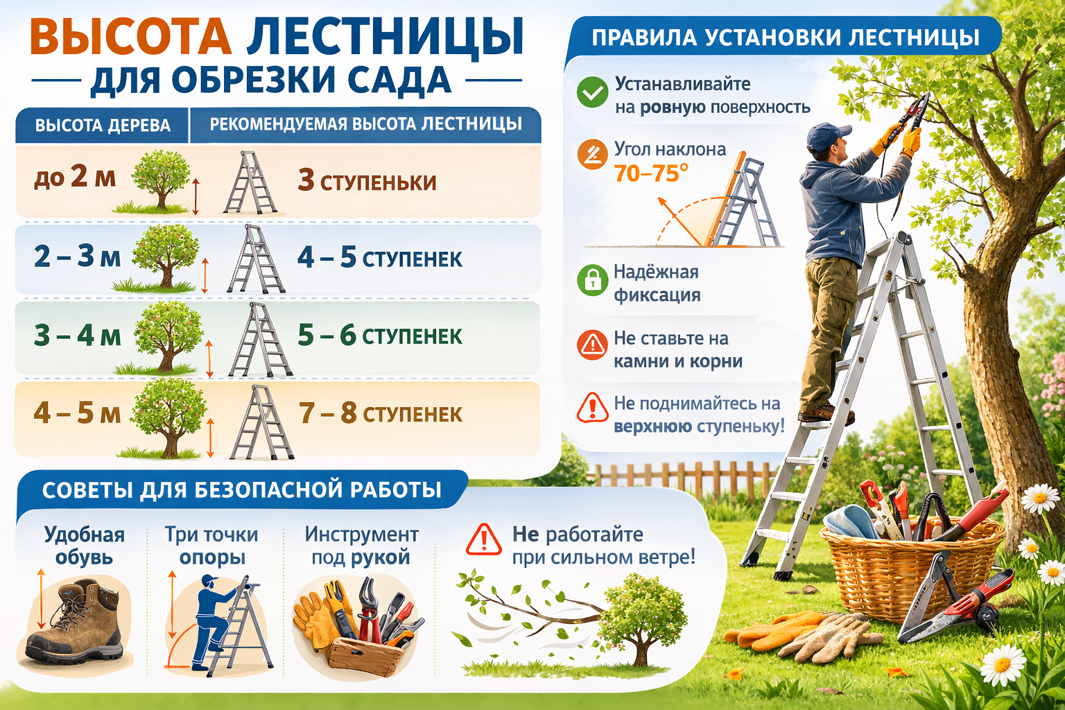 Как правильно установить лестницу в саду